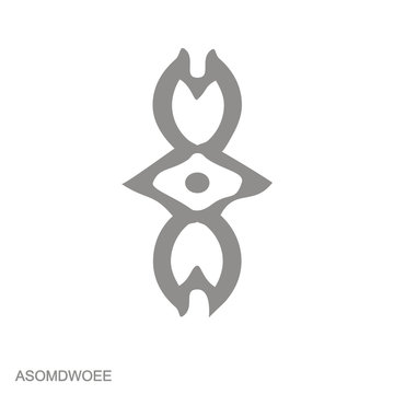 Vector monochrome icon with Adinkra symbol Asomdwoee