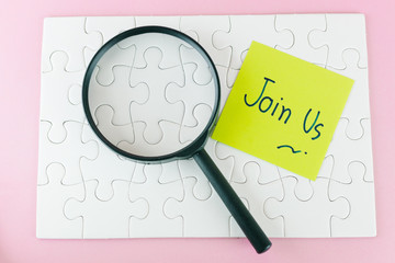 missing one piece of jigsaw puzzle,Job recruitment concept.