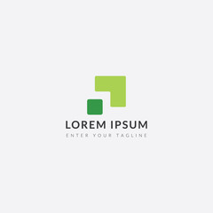 Logo Arrow Green Leaf, Simple Monogram design.
