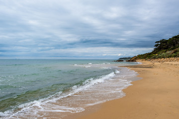 Ocean coastline landscape on overcast day - Melbourne, Australia