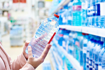 Plastic bottle drinking water in store