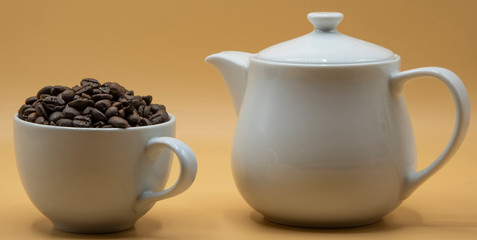 cup of coffee  on brown background