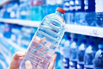 Plastic bottle drinking water in store