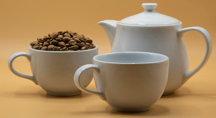 cup of coffee with brown background