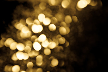 Festive overlay effect. Golden circles bokeh festive glitter dark background. Christmas, New Year, holydays design