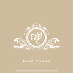 Logo Initial letter DE luxury vector mark, gold color elegant classical symmetric curves decor. editable file EPS10.