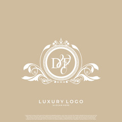 Logo Initial letter DF luxury vector mark, gold color elegant classical symmetric curves decor. editable file EPS10.