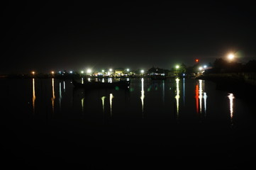 Traditional fishing vessels that still use traditional fishing gear, this boat is made of wood that is resistant to sea water. Fishing boats dock at the seashore.