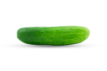 Close-up of whole cucumber fresh green isolated on white background.
