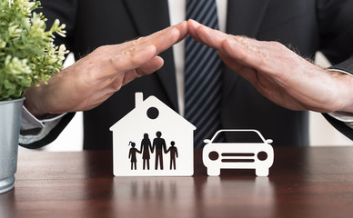 Concept of life, home and auto insurance