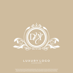 Logo Initial letter DY luxury vector mark, gold color elegant classical symmetric curves decor. editable file EPS10.