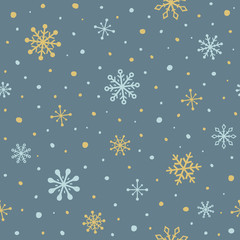 Simple seamless texture with snowflakes. Christmas background. Vector