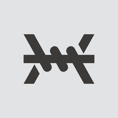 barbed wire icon isolated of flat style. Vector illustration.