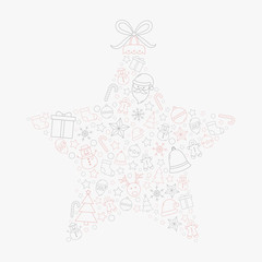 Christmas star. Xmas ornament with festive elements. Vector