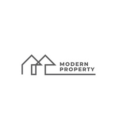 Minimalist real estate logo with house icon design template for architecture and property company branding. Outline symbol with simple lineart.