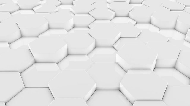 Hexagons sliding back and forth background, side view, seamless loop