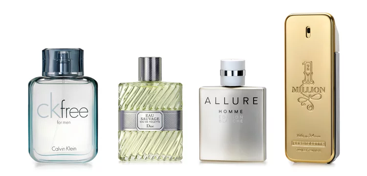 Barcelona-Spain- October 2014: Luxury fine fragrances for man. Fine and  luxury brands: CK free by Calvin Klein, Eau Sauvage by C. Dior, Allaure Edition  Blanche by Chanel, One Millon Paco Rabanne Stock Photo | Adobe Stock