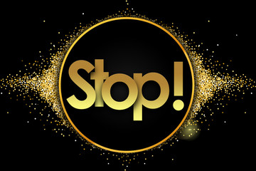 stop in golden circle stars and black background