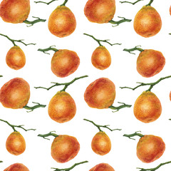 Mandarin orange watercolor seamless pattern with clipping path