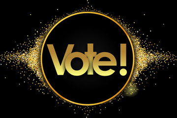 vote in golden circle stars and black background