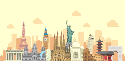 world travel vector banner  illustration ( world famous buildings / world heritage )  © barks