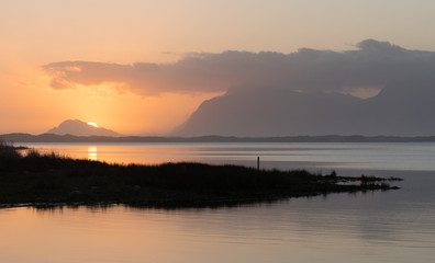 Sunset with a wisp of pink