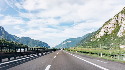 Beautiful Summer Mountain Road. Summer road in the mountains.