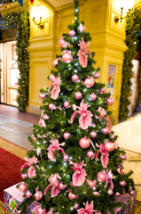 Christmas tree with pink balls