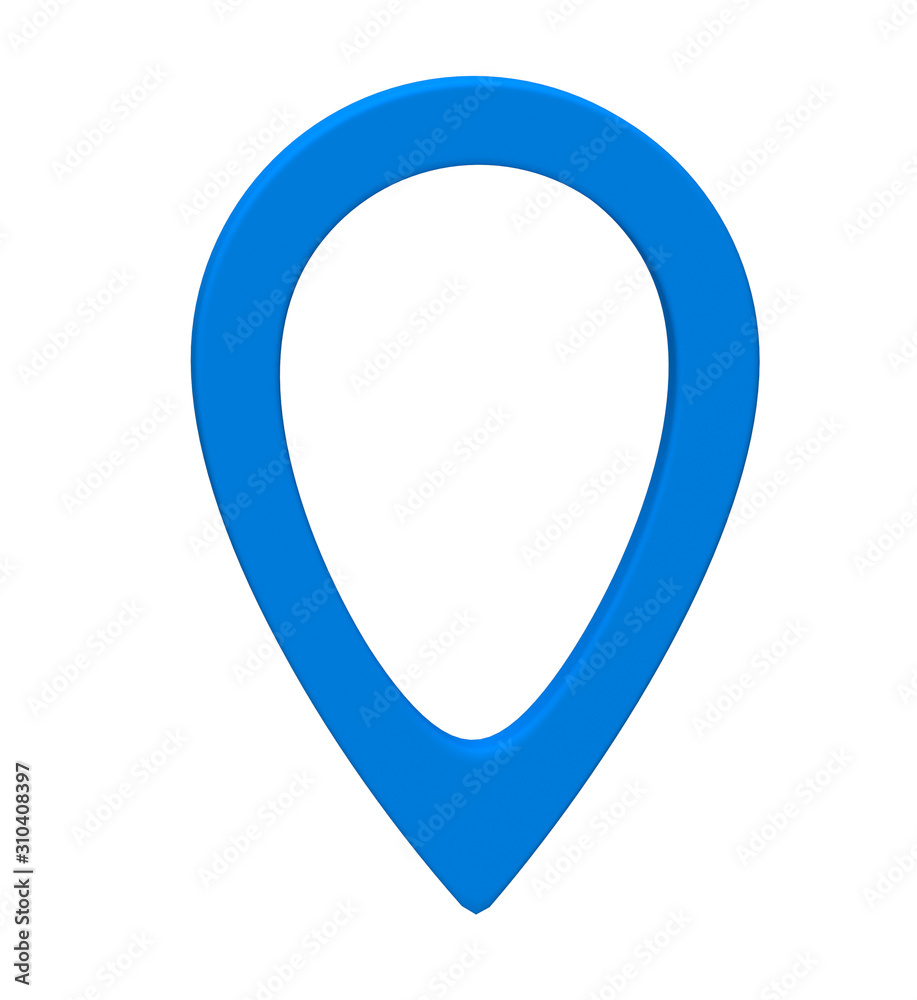 Fototapete blue map pointer 3d pin. location symbol isolated on white background. web location point, pointer. 