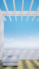 beach lounge with sea view, 3d rendering background