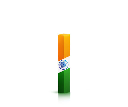 3D LETTERS WITH INDIA FLAG A TO Z AND 1 TO 0, LETTER I