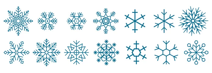 Fotobehang Snowflakes Set, Snow-flakes winter collection, snowfall vector illustration © kasheev