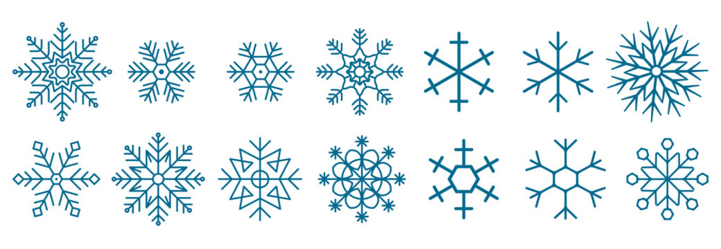 Snowflakes Set, Snow-flakes winter collection, snowfall vector illustration