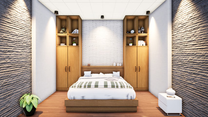 modern interior of a bedroom, 3d rendering background
