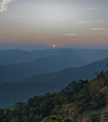 sun set in the mountains
