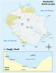 Obraz premium Map of New Zealands volcanic island White Island