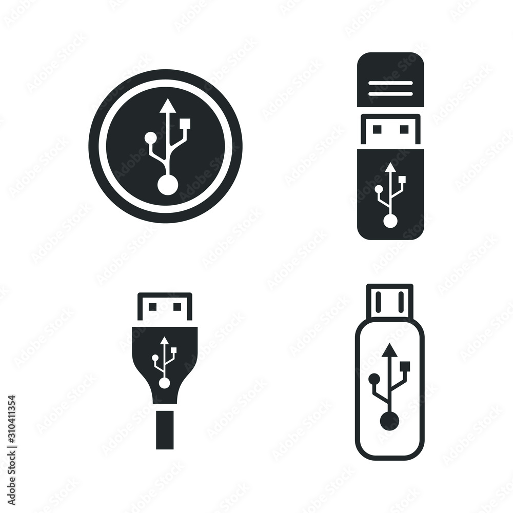 Fototapete usb icon template color editable. flash drive symbol vector sign isolated on white background illust