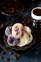 Traditional turkish coffee and dried figs