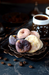 Traditional turkish coffee and dried figs