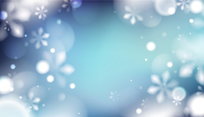 Winter blue abstract background with snowflakes vector template