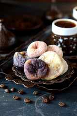 Traditional turkish coffee and dried figs