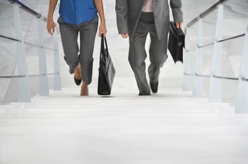 Fototapeta na wymiar Two Businesspeople Walking Up Stairs