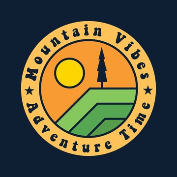 simple logo badge mountain design, for t-shirt prints, patches, emblems, posters, badges and labels and other uses