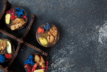 Chocolate. Gourmet dessert from chocolodad. Handmade chocolates.
