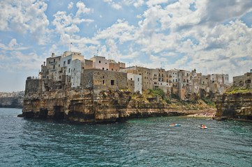 View of Polignano a mare, a medieval town by the sea, Italy