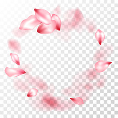 Fototapeta na wymiar Pink sakura petals falling vector graphics.