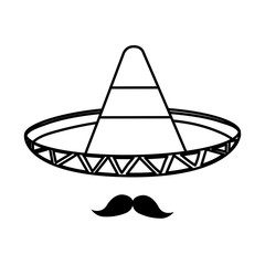 Isolated mexican hat and mustache vector design