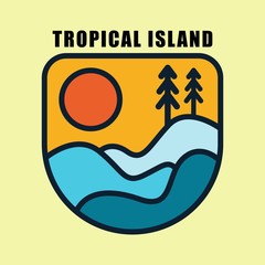 simple logo badge beach design, for t-shirt prints, patches, emblems, posters, badges and labels and other uses