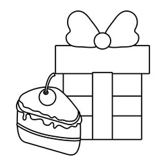 Gift and cake of thanksgiving day vector design