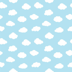 clouds seamless pattern, blue sky with white clouds background